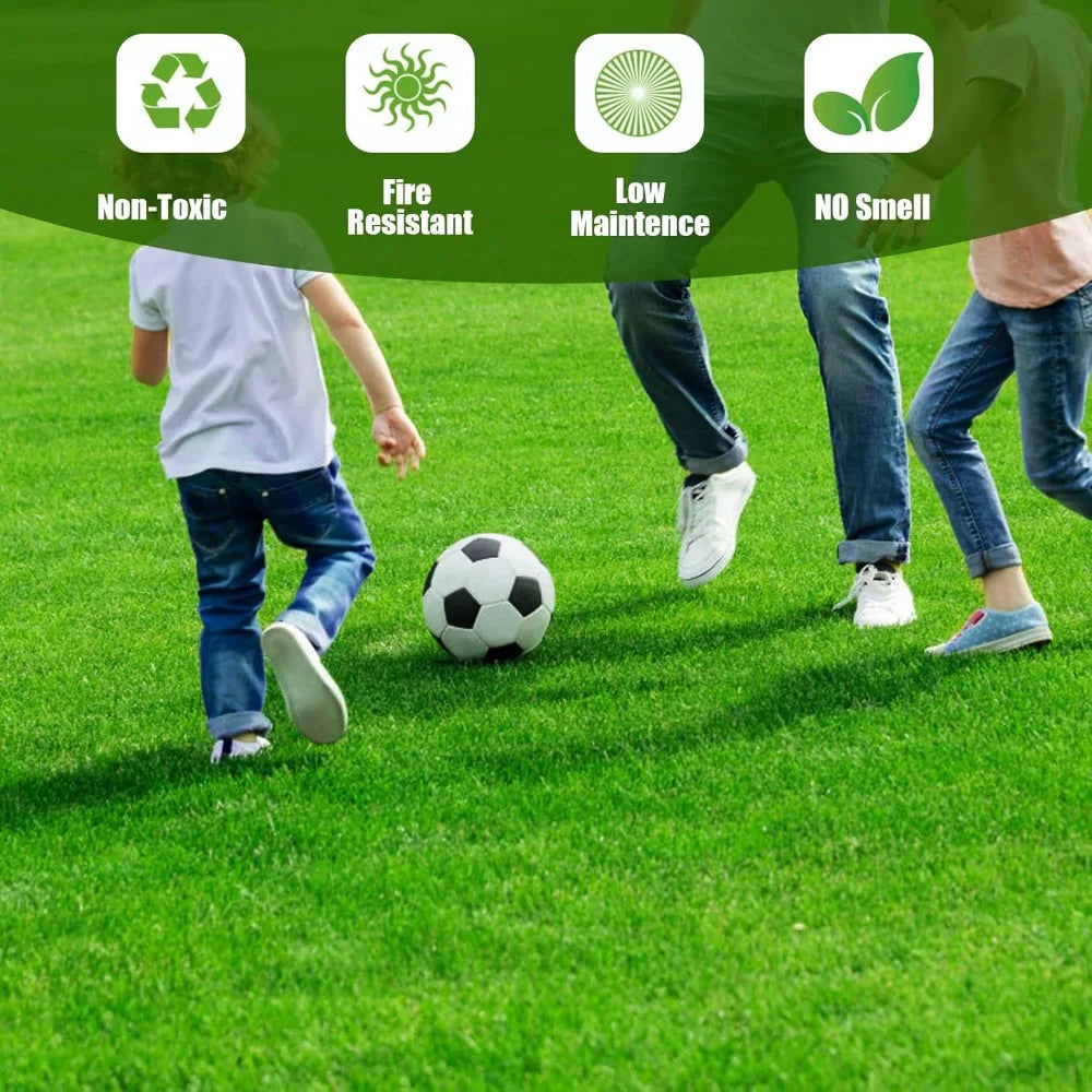 0.8 Inch Artificial Grass Turf 4x6 Feet Realistic Indoor Outdoor Carpet Lush Landscape Fake Grass