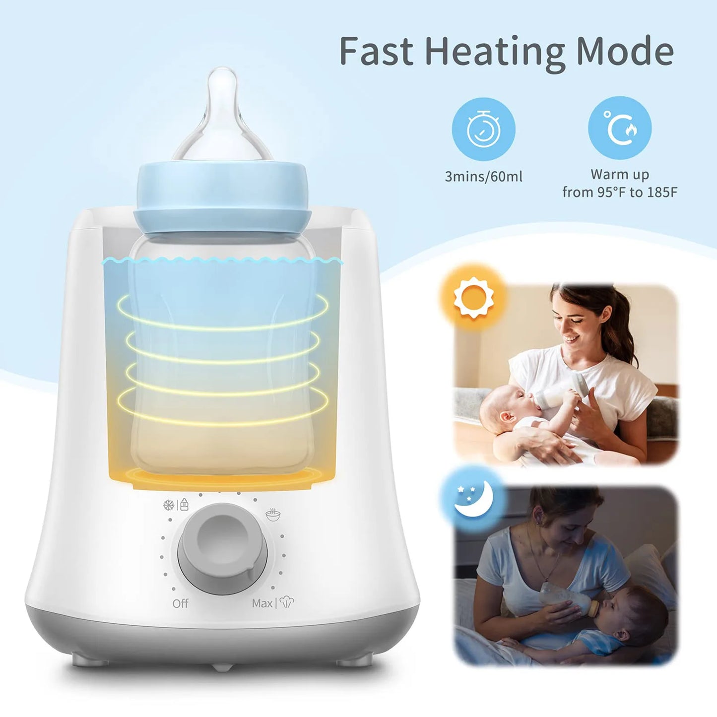 Kisdream Milk Warmer Multifunctional Baby Bottle Warmer With Fast Heat Auto Shut Off Food Grade PP Stainless Steel