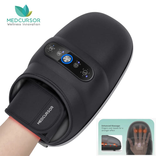 Wireless Electric Hand Massager with Air Compression and Hot Compress for Palm Acupoint Relaxation and Finger Arthritis Relief