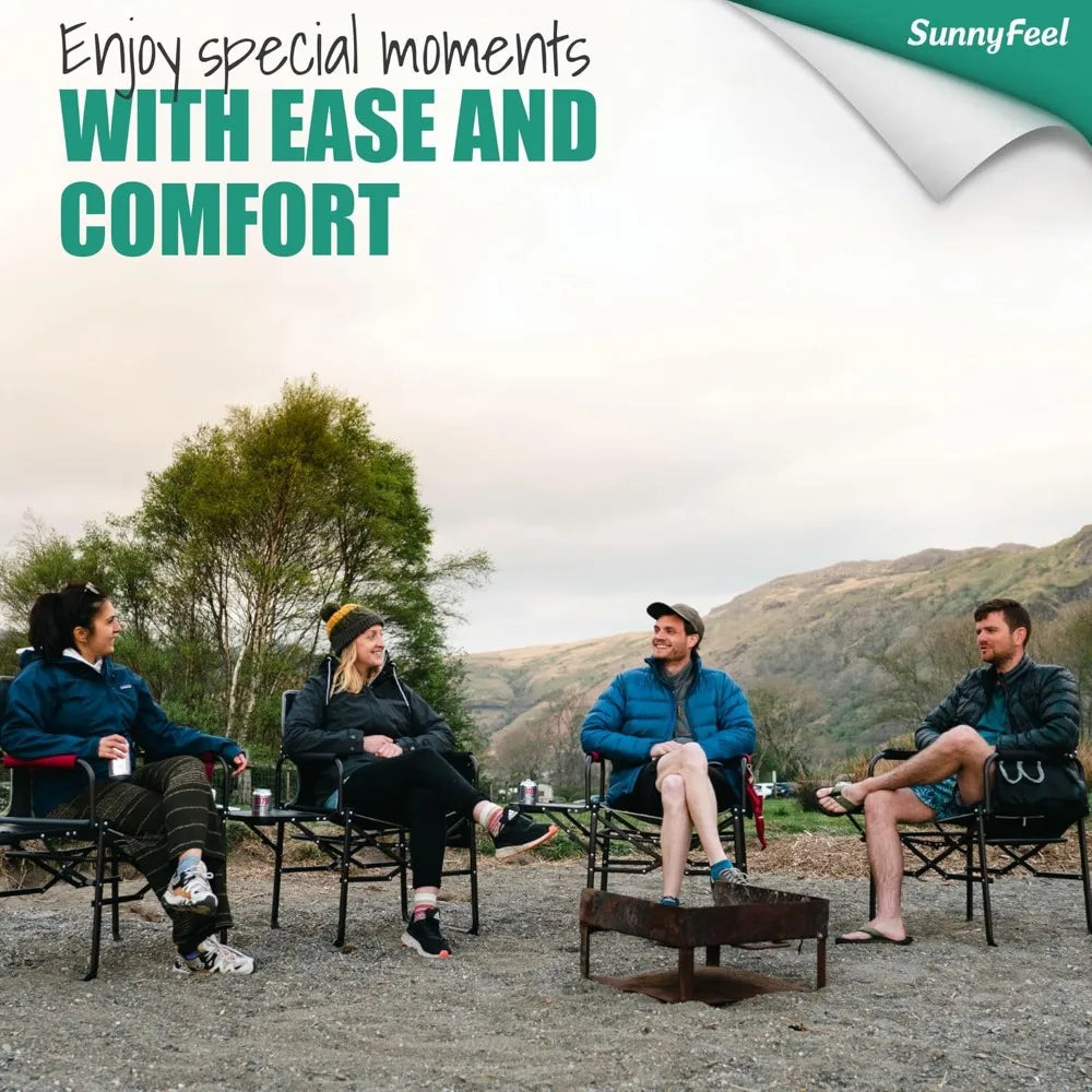 Camping Directors Chair, Heavy Duty,Oversized Portable Folding Chair with Side Table, Pocket for Beach, Fishing,Trip,Picnic,Law