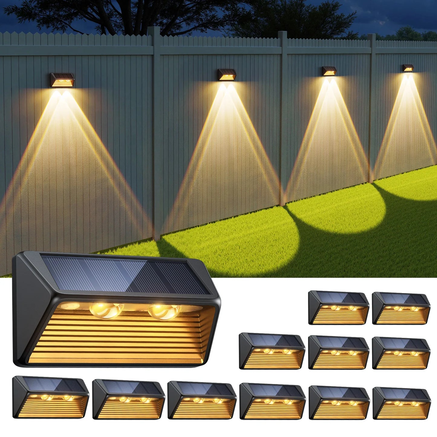 KPSTEK Solar Fence LED Lights For Walls Stairs Yards
