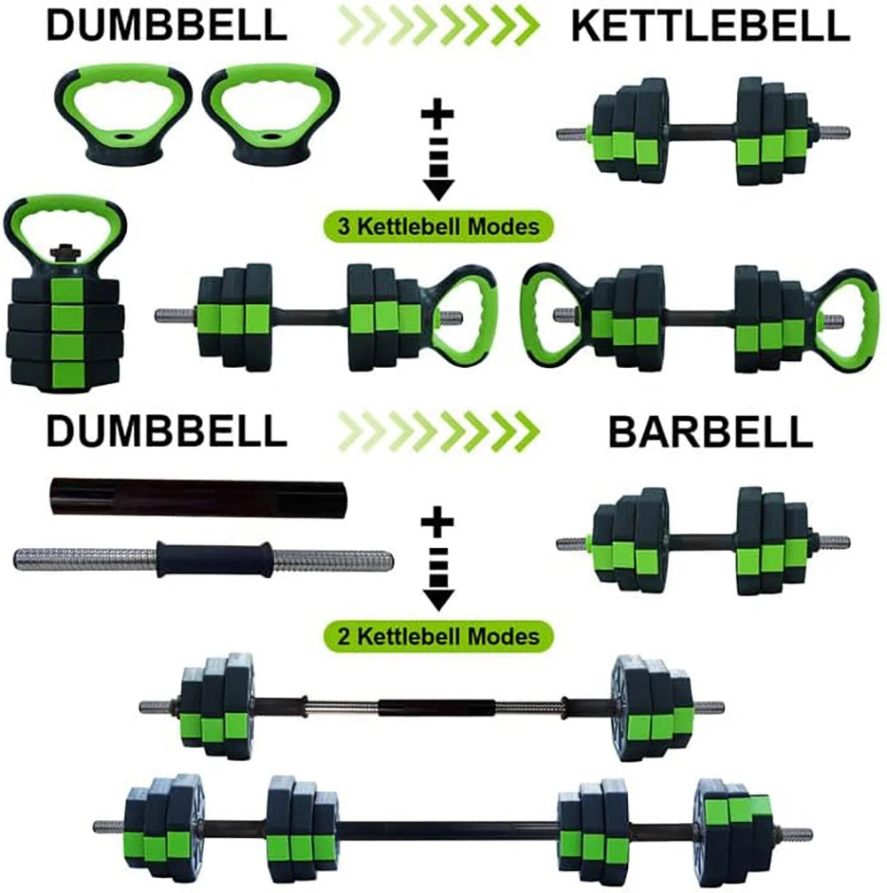 4 In 1 Adjustable Dumbbell Set 44lbs Weight Set with Iron Handle for Kettlebell Barbell and Push Up Stand for Home Gym Octagon