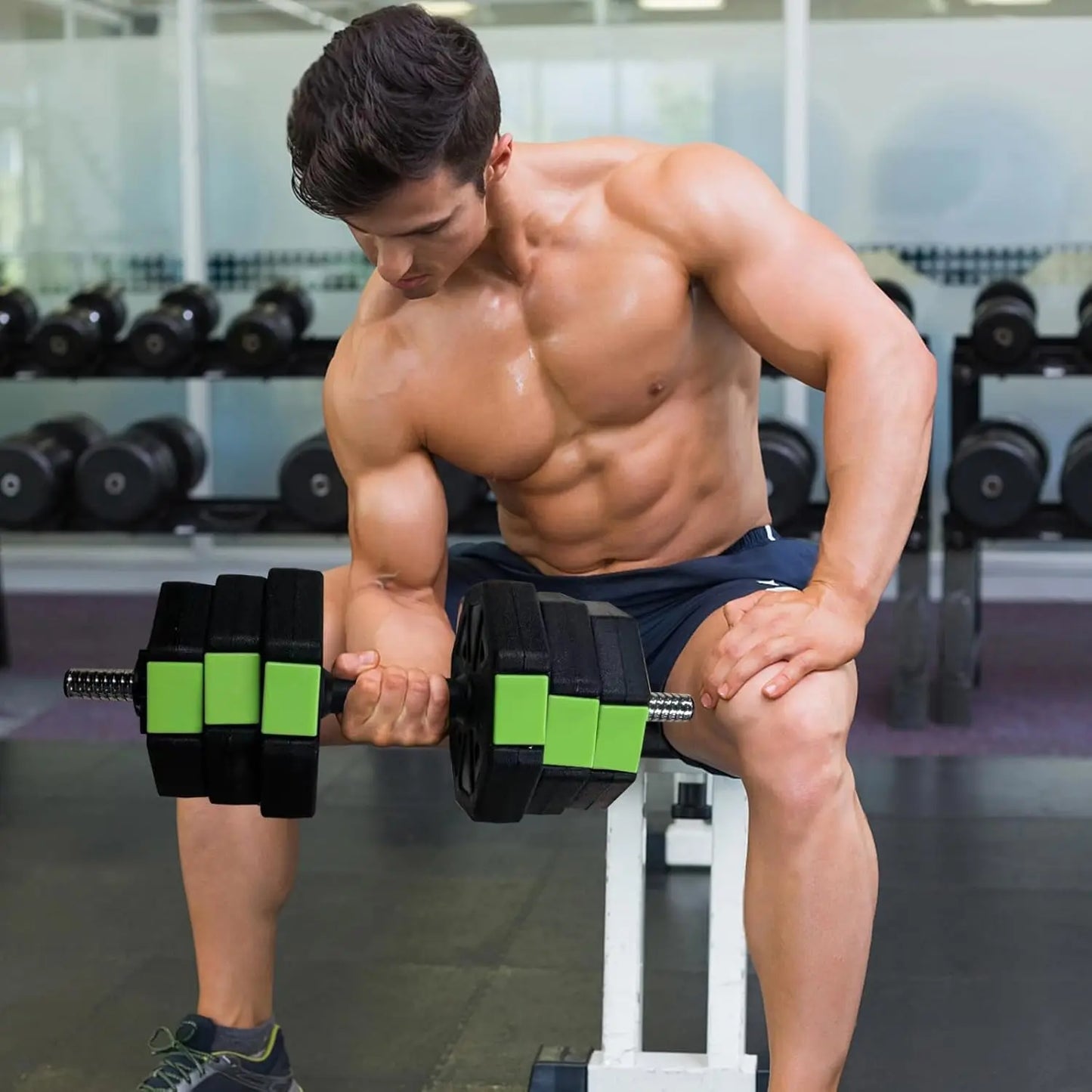 4 In 1 Adjustable Dumbbell Set 44lbs Weight Set with Iron Handle for Kettlebell Barbell and Push Up Stand for Home Gym Octagon