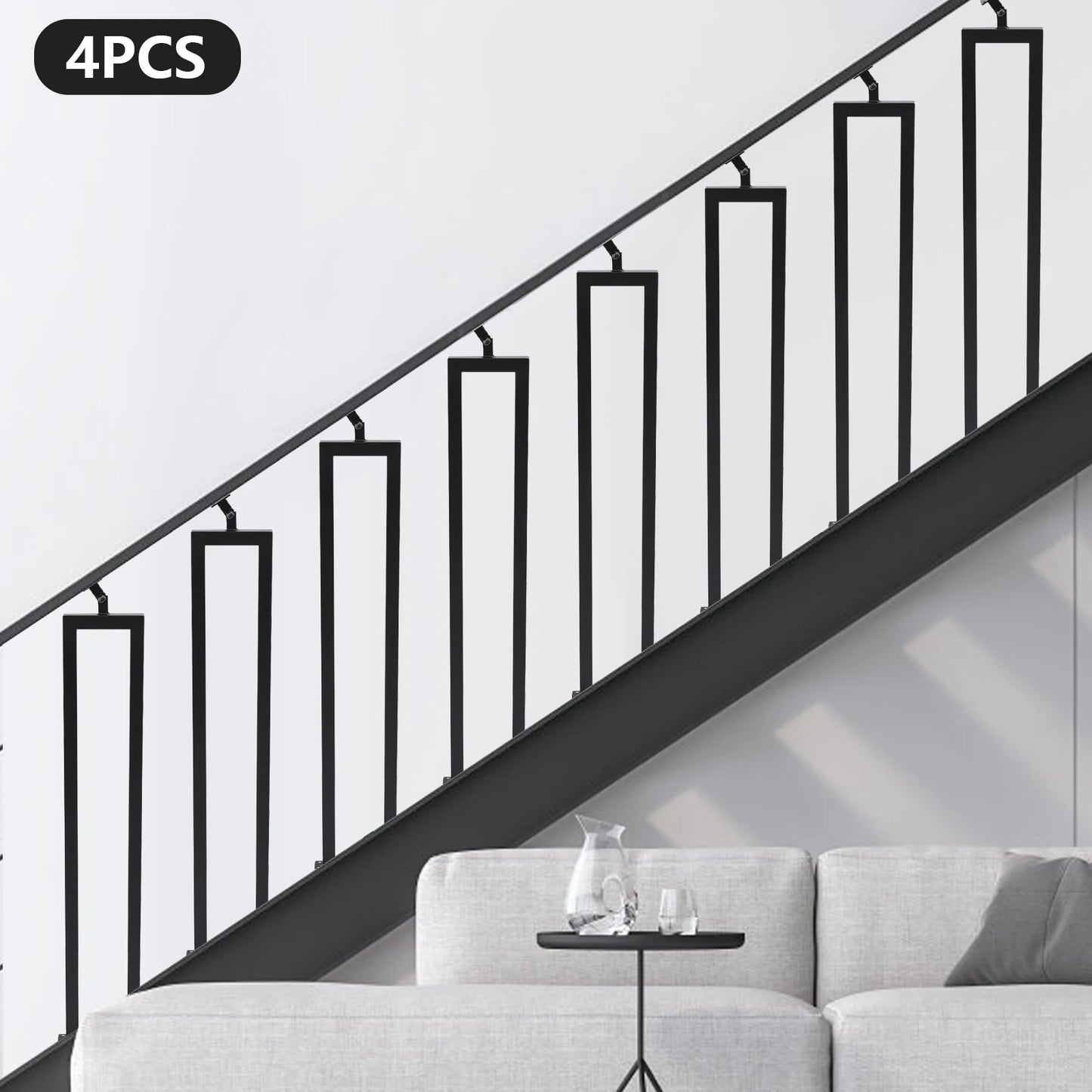 4 Pack U Shaped Stair Handrail Indoor Railing Iron Decor