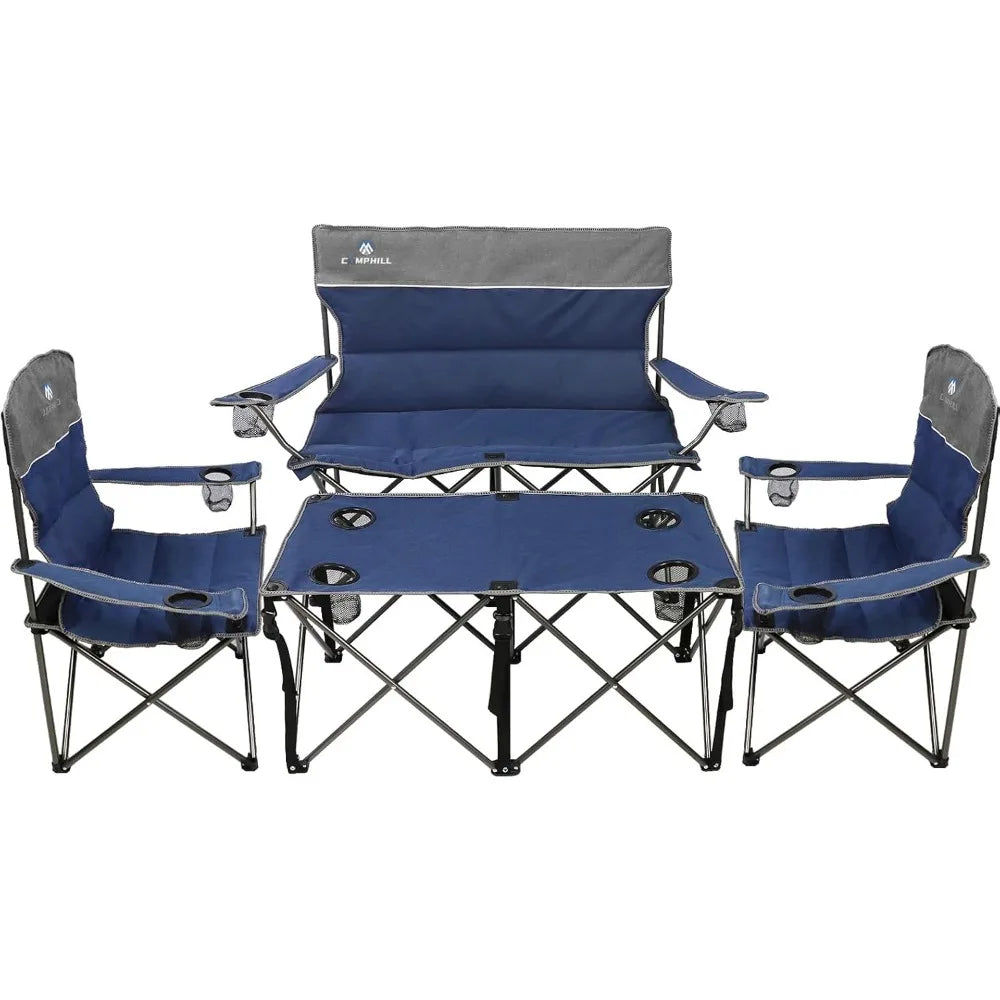 Set of 3 Camping Chairs Folding 500Lb Cup Holder Carry Bag