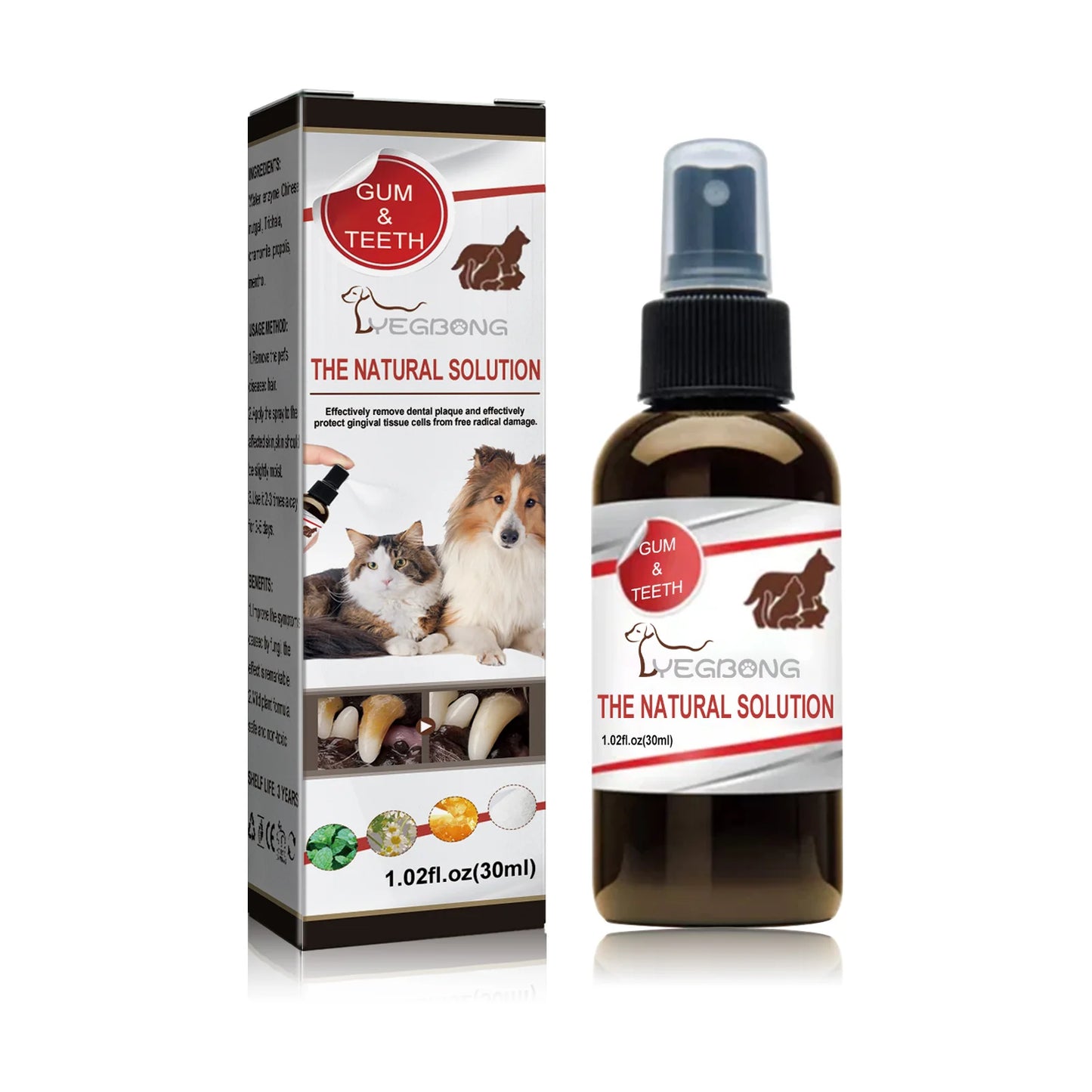 Yegbong 30ml Pet Oral Care Spray Fresh Breath Dental Care for Dogs and Cats Teeth Cleaning Anti Inflammatory