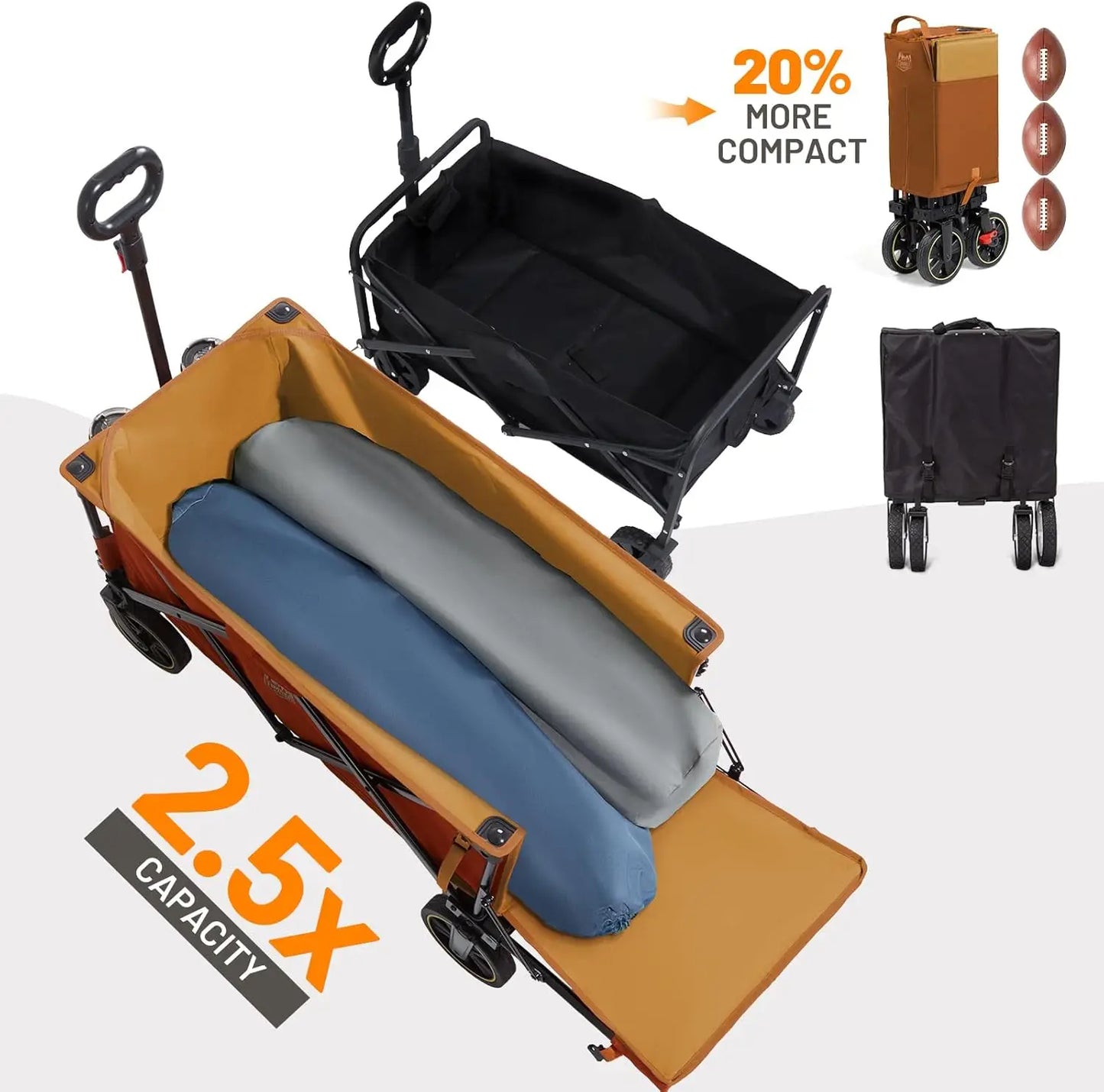 49 Inch Extra Long Folding Wagon With Tailgate Brakes 250L