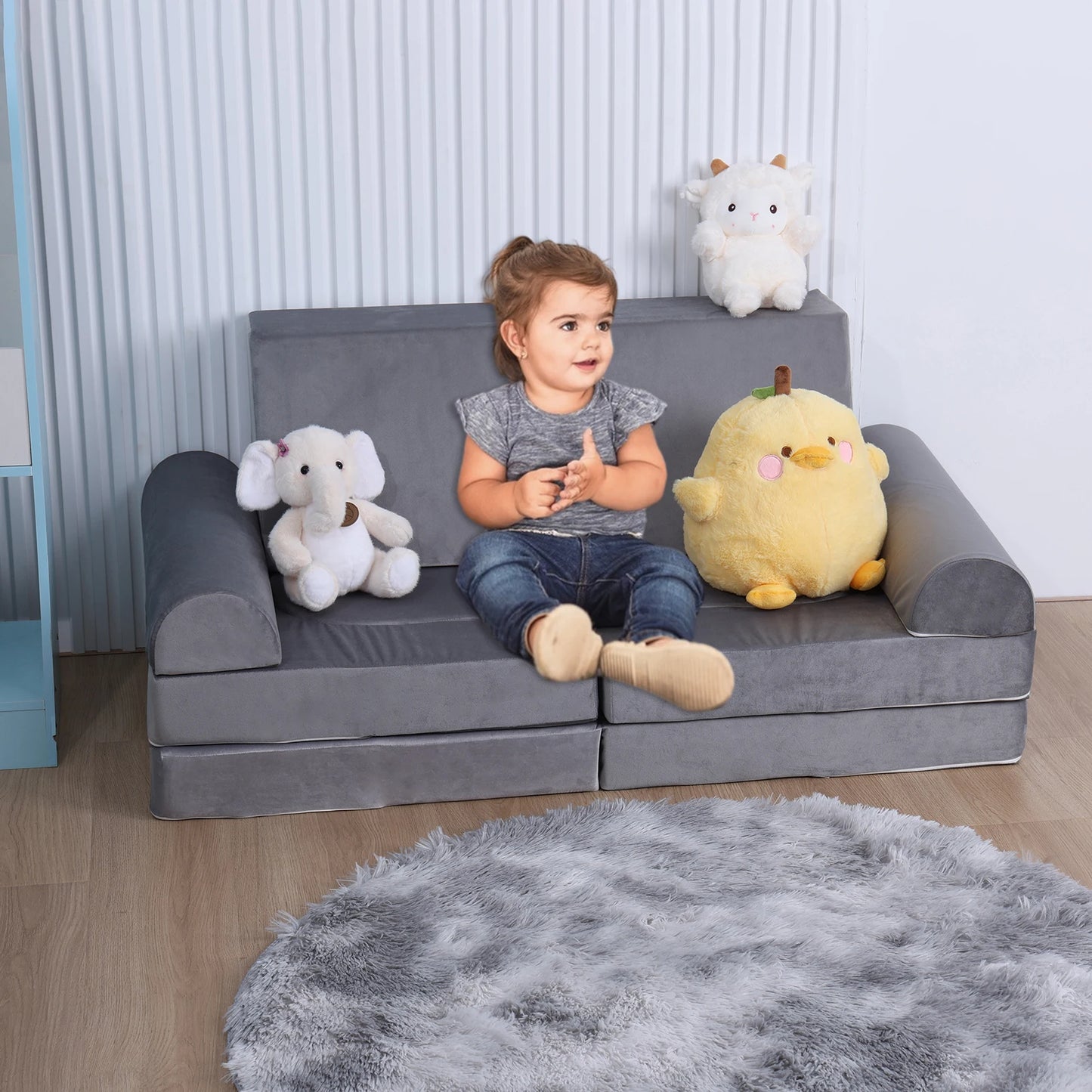 Diowewea Play Couch Kids Sofa With High Density Foam