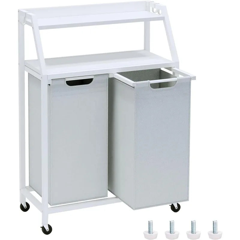 Three Section Rolling Laundry Hamper With Removable Bags