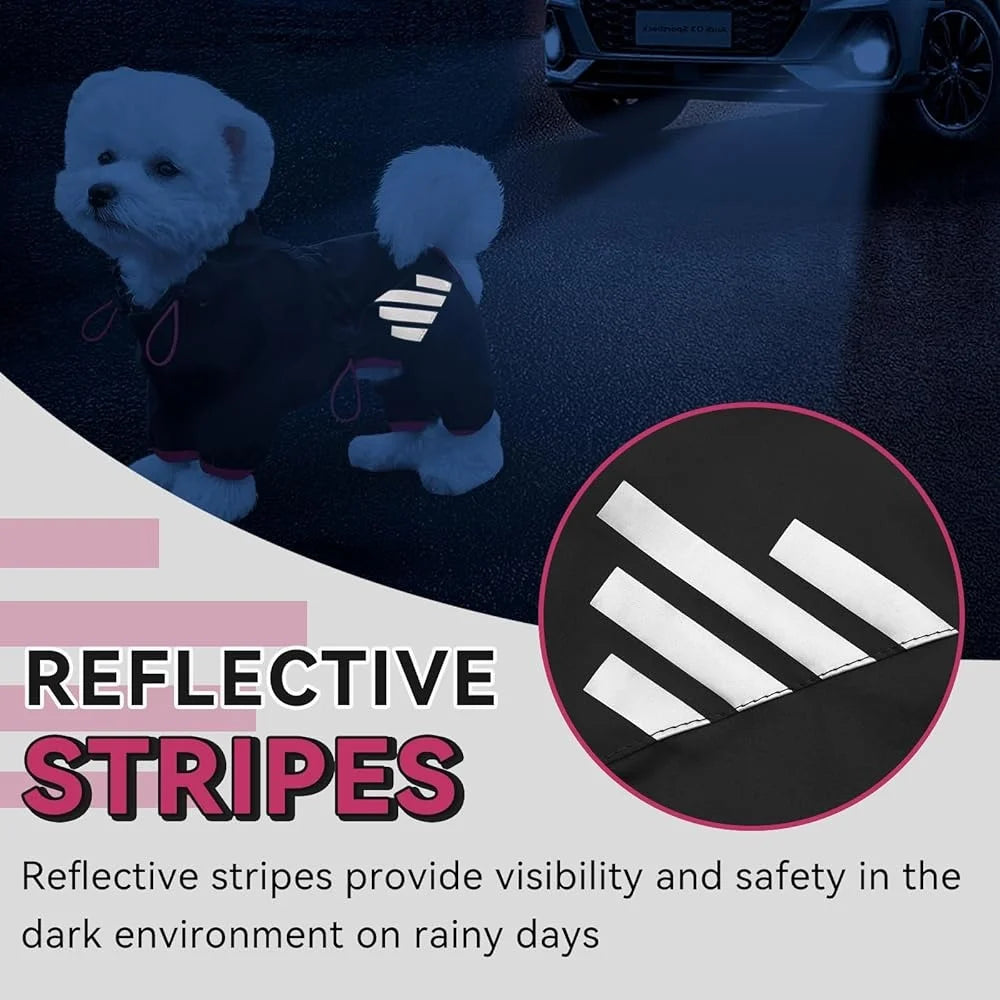 Waterproof Dog Raincoat Lightweight Reflective Leash Hole