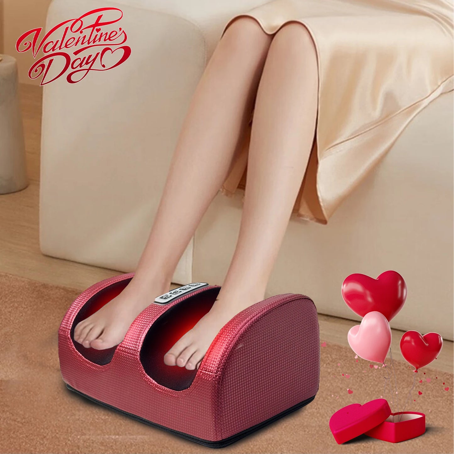 Foot Massage Machine Electric Heating Foot Kneading Leg Massager Home Relaxation Gift for Christmas and Valentine's Day