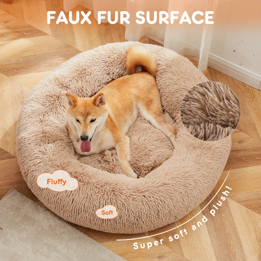 JHK Calming Round Plush Dog Bed For Large Dogs Washable