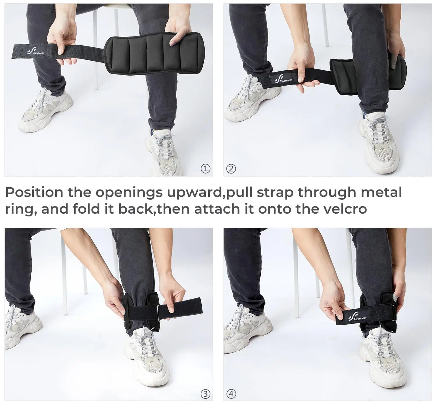 Sportneer Adjustable Ankle Weights 10lb Pair Gym Workouts