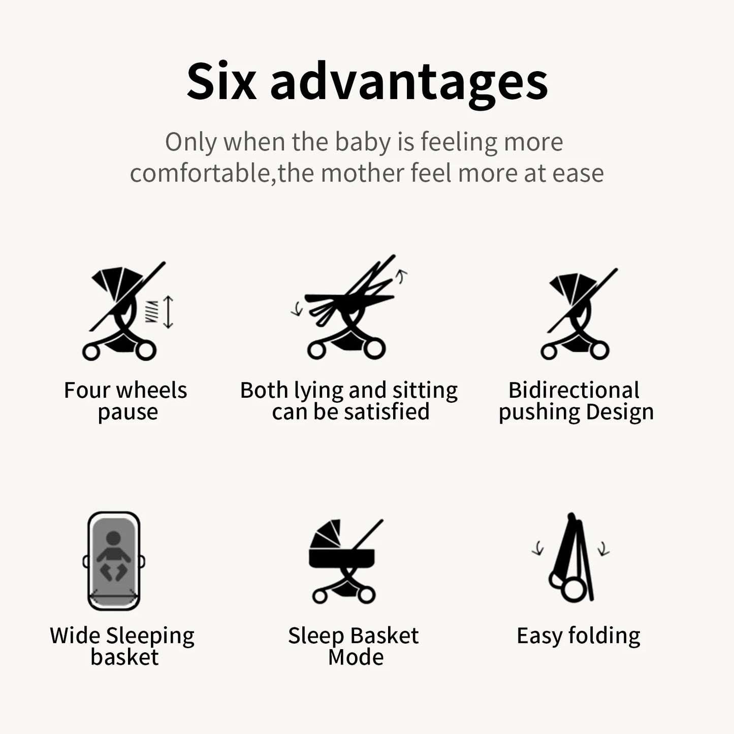 Baby Stroller 3 in 1 Travel System Pushchair Lightweight Pram All Terrain Baby Buggy Compact Fold Stroller