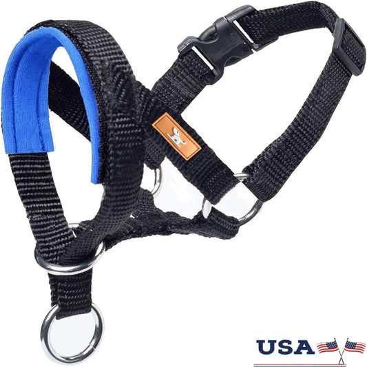 Padded Dog Head Collar Adjustable No Pull Harness Durable Nylon Strap for Better Control All Dog Sizes