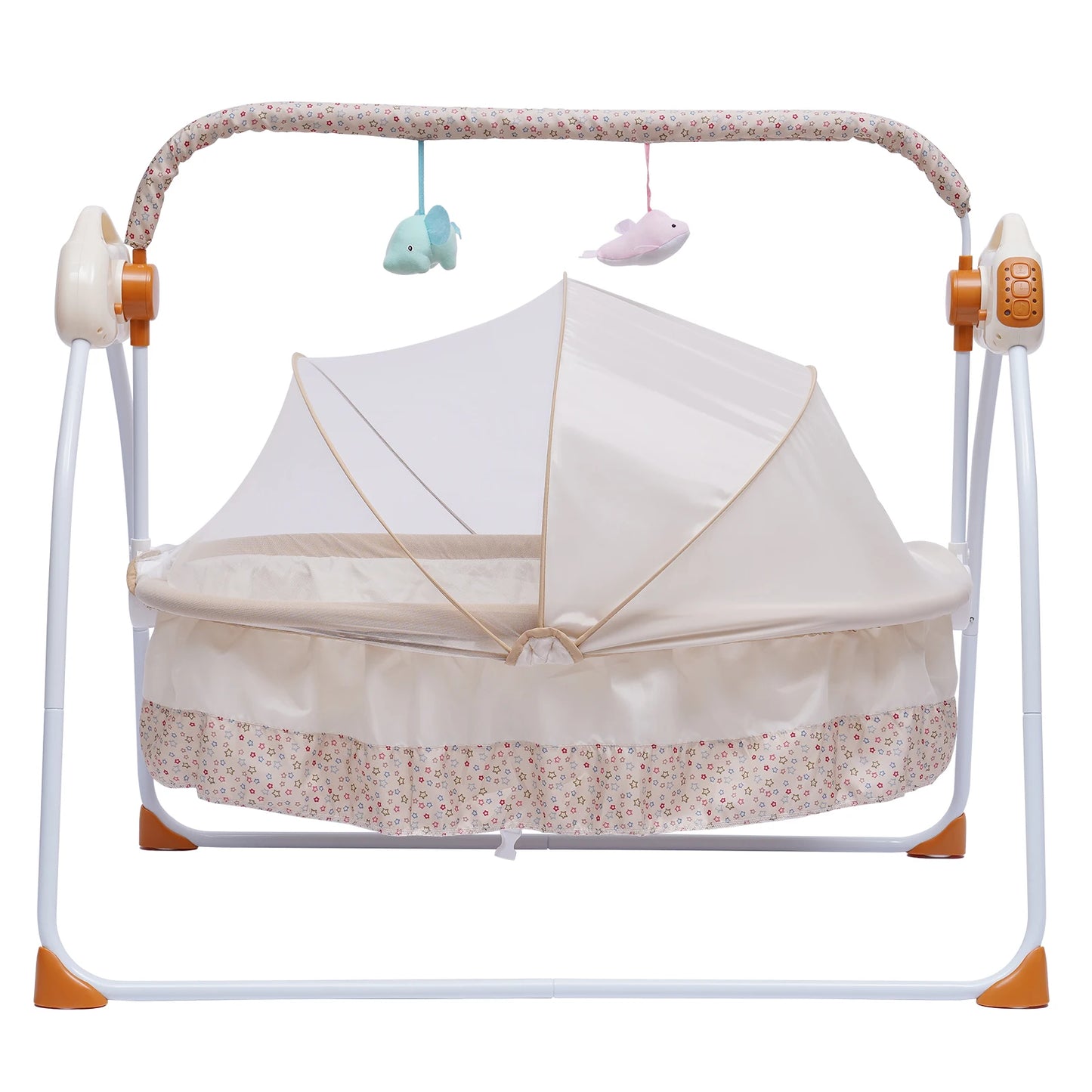 Electric Baby Cradle Auto Swing Rocker Cot Infant Sleeping Bed with Timer Bluetooth Music Mat Pillow and 5 Gears Adjustable