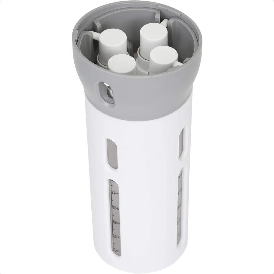 4in1 Travel Dispenser Bottle TSA Approved Four Empty Reusable 1.4 oz 40 mL Cosmetic Toiletry Containers for Sanitizer