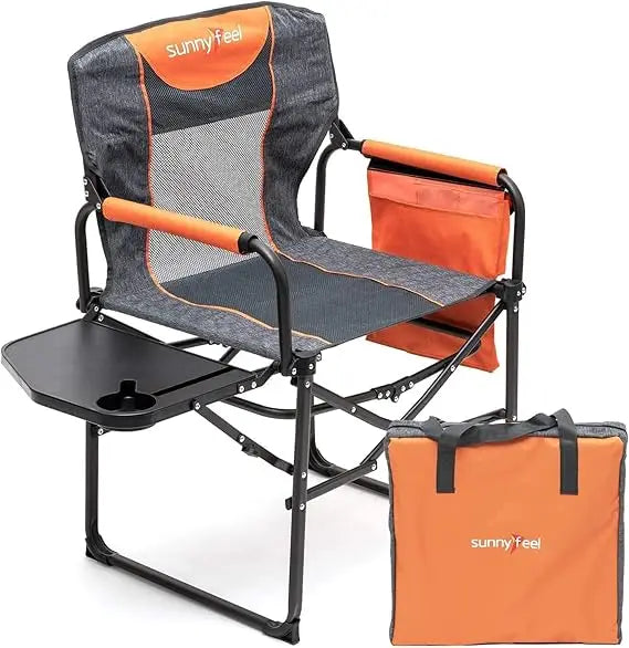 Camping Directors Chair, Heavy Duty,Oversized Portable Folding Chair with Side Table, Pocket for Beach, Fishing,Trip,Picnic,Law