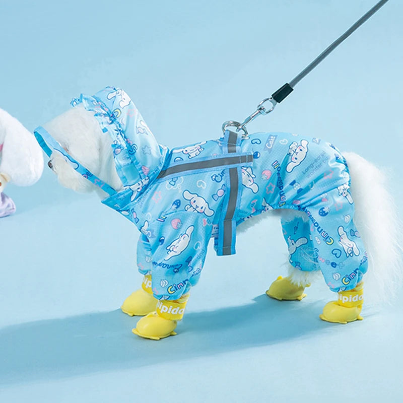 Cinnamoroll Pet Raincoat Waterproof Hood Jacket For Dogs