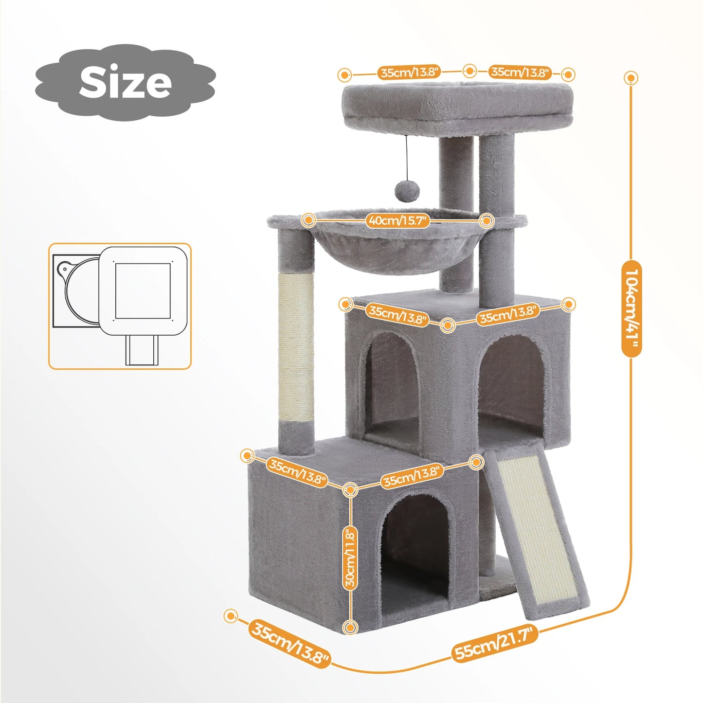 Large Cat Tree for Indoor Cats Multi Level Cat Tower with Spacious Condos and Sisal Scratching Pad