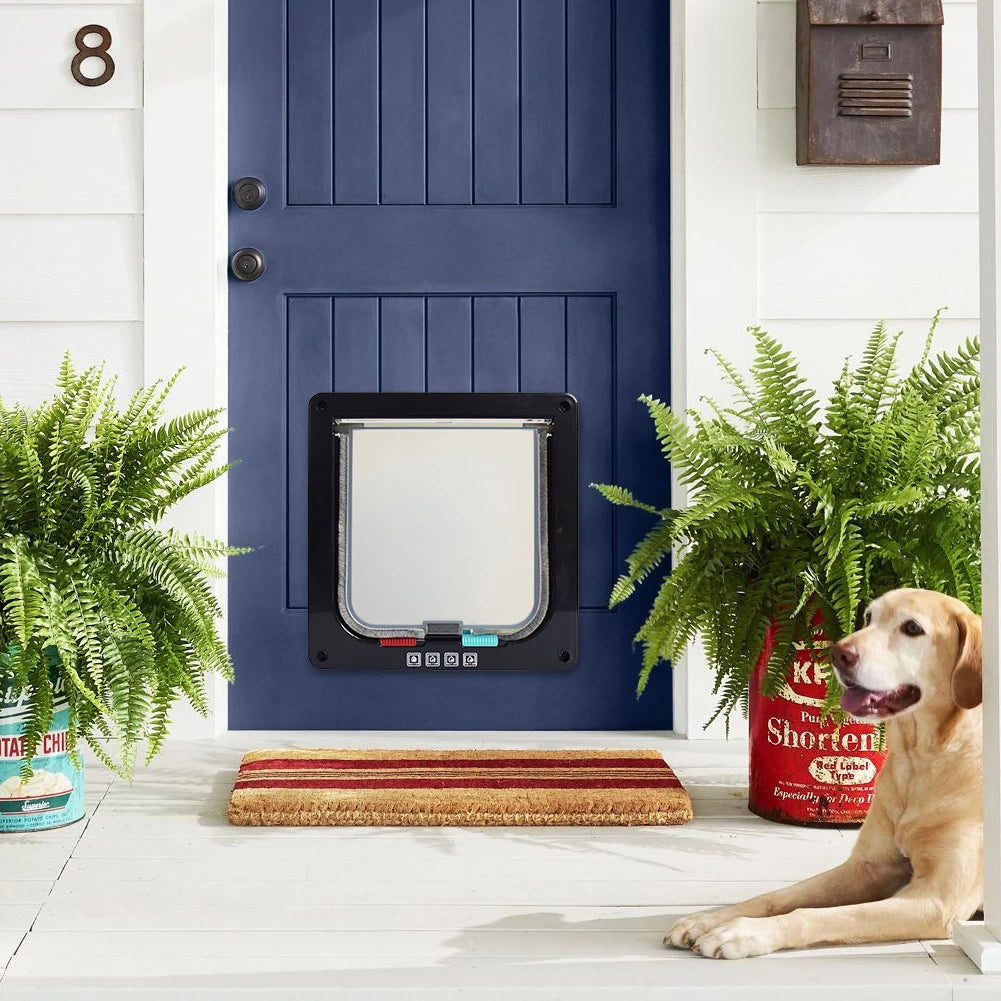 Puppy Kitten Safety In Out Cat Door With 4 Way Lock