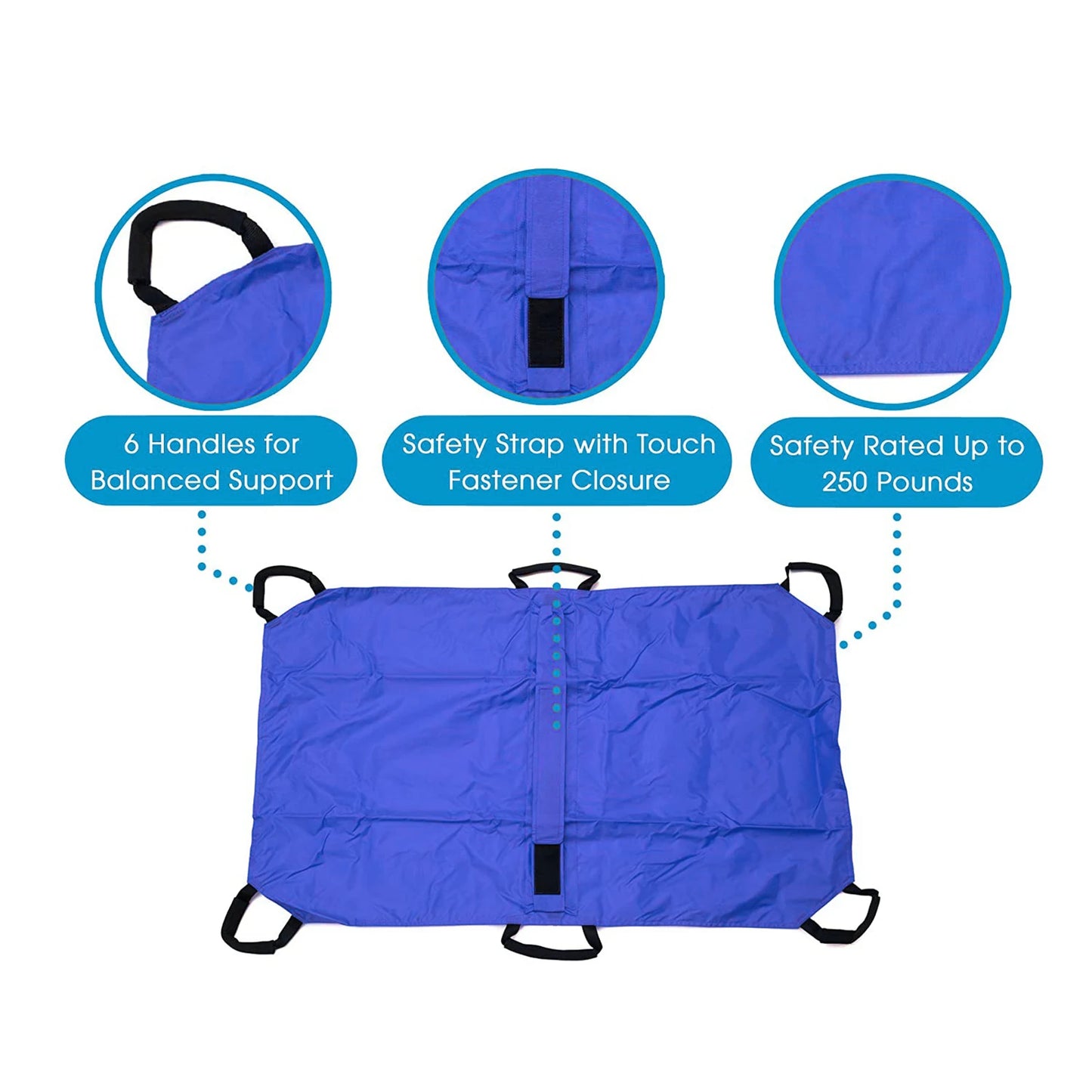 Pet Transport Stretcher Foldable Emergency Animal Carrier Anti Bite Nylon with 6 Handles 132 lb Capacity for Dogs and Large Breeds