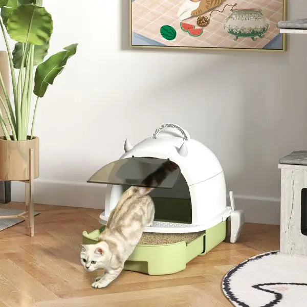 Cat Litter Box Enclosure No Assembly Required Includes Litter Scoop for Easy Maintenance