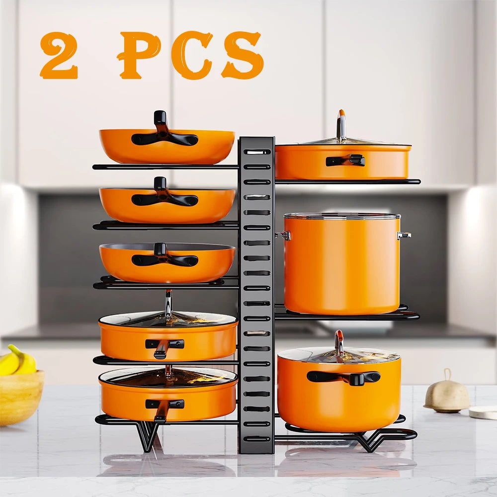 2 Pack Pot Rack Organizers and Lid Holders for Kitchen