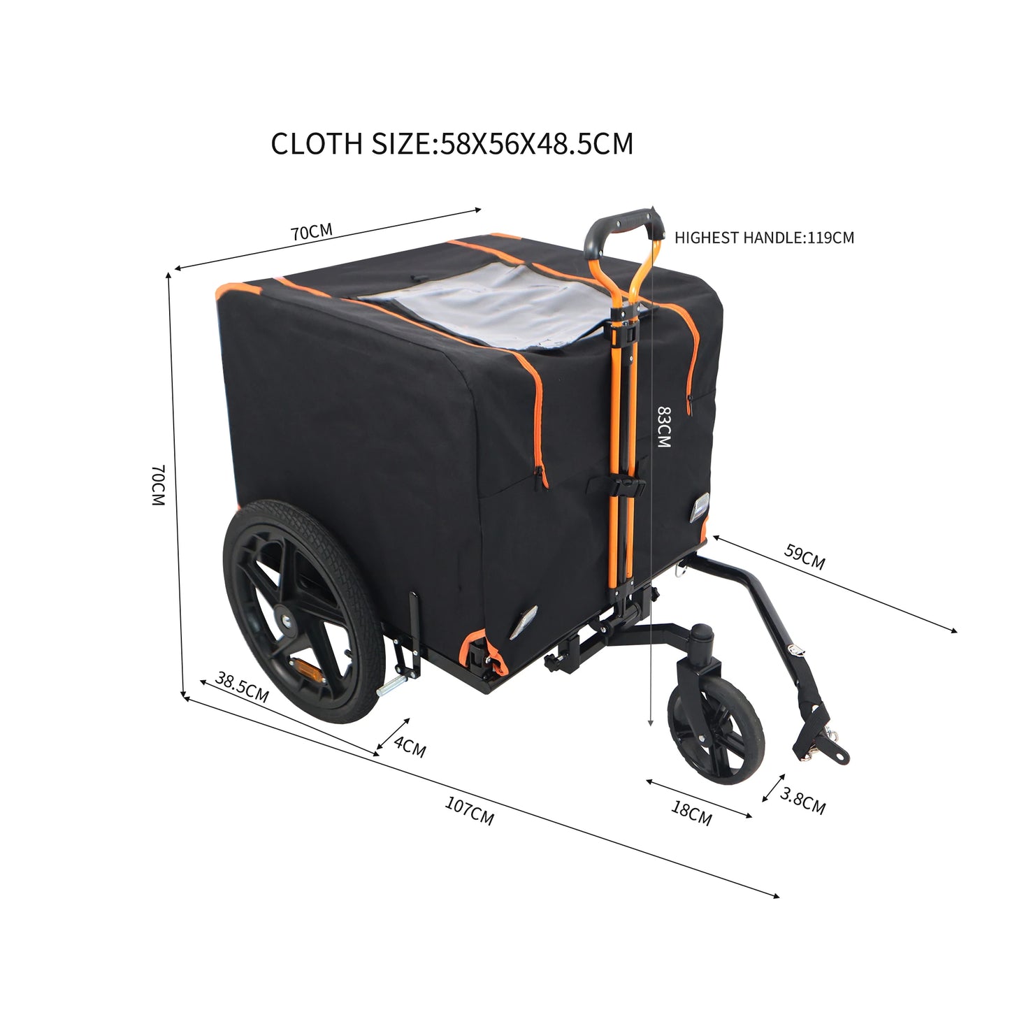 Foldable Pet Jogging Stroller Dog Carriers Bicycle Trailer Orange and Black Ideal for Small Pets