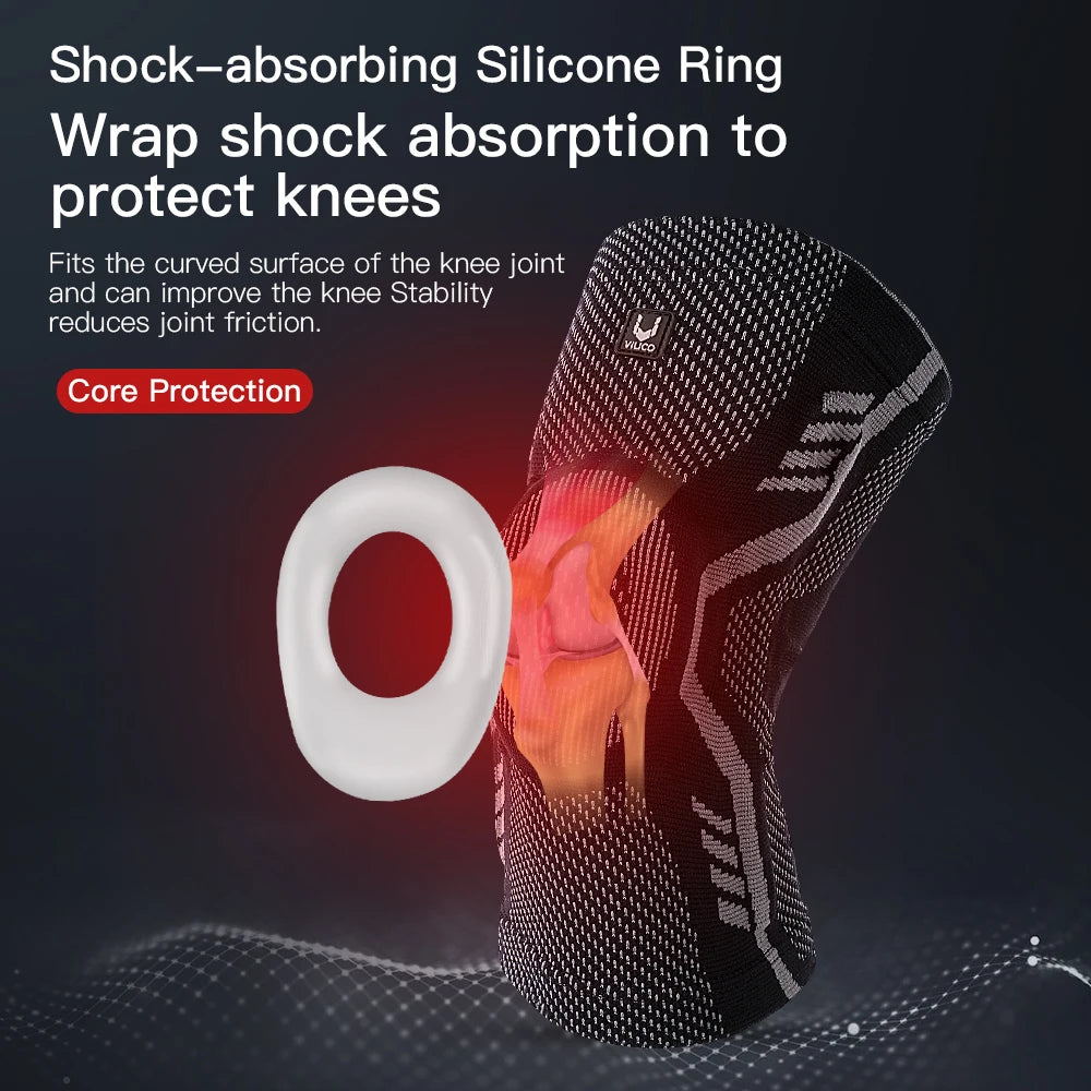 Knee Brace With Silicone Pads Spring Support Breathable
