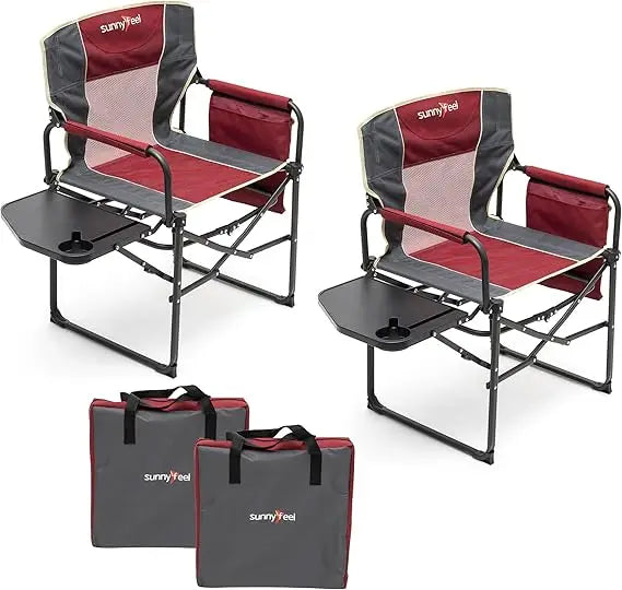Camping Directors Chair, Heavy Duty,Oversized Portable Folding Chair with Side Table, Pocket for Beach, Fishing,Trip,Picnic,Law