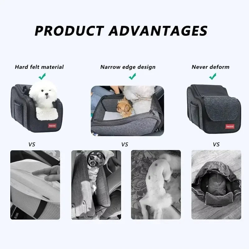 Hot Sale.Dog Car Seat Center Console Car Seat for Small Pets Portable Booster Seat Cats and Dogs Travel Bags Fully Detachable
