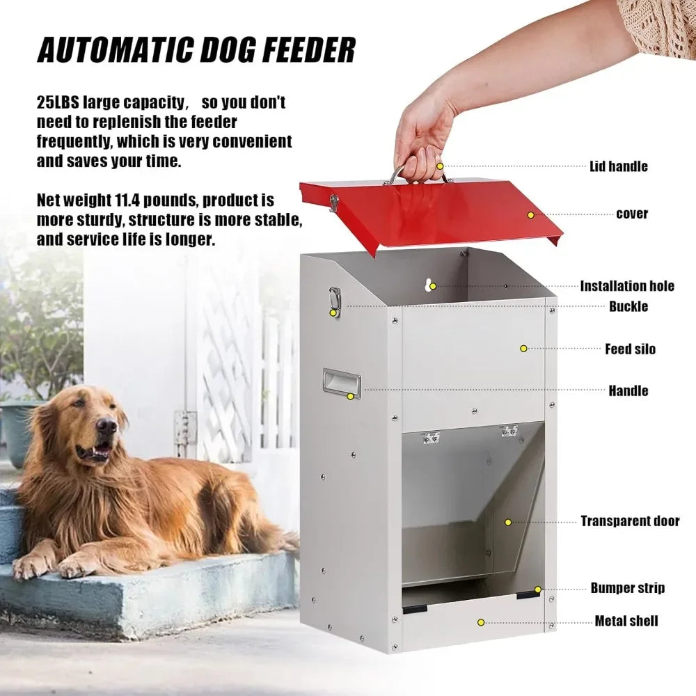 Automatic Dog Feeder for Large Breeds, 25lbs Capacity