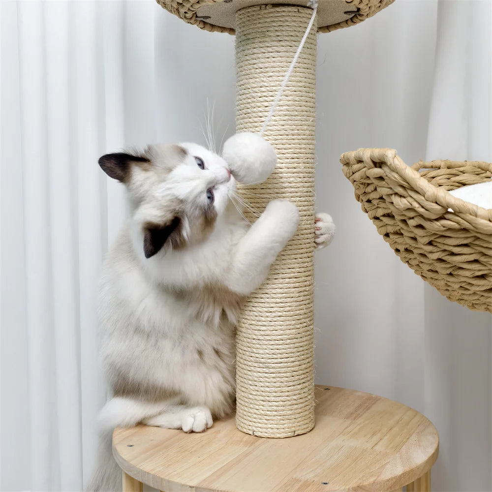 BORWARTCN 3 Tier Cat Tree With Plush Napping Perches