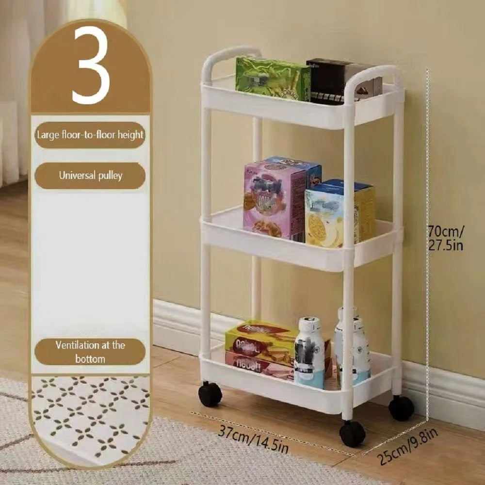 Hign-concerned 3/4-Tier Rolling Storage Cart Plastic Organizer