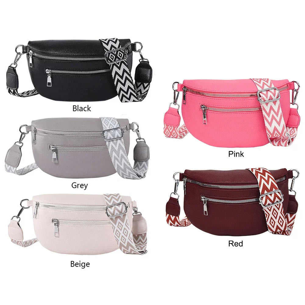 Shunmaii Women Crossbody Bag With Wide Strap Multi Pocket