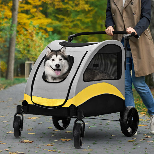 Premium 4 Wheel Foldable Dog Stroller Pram For All Sizes