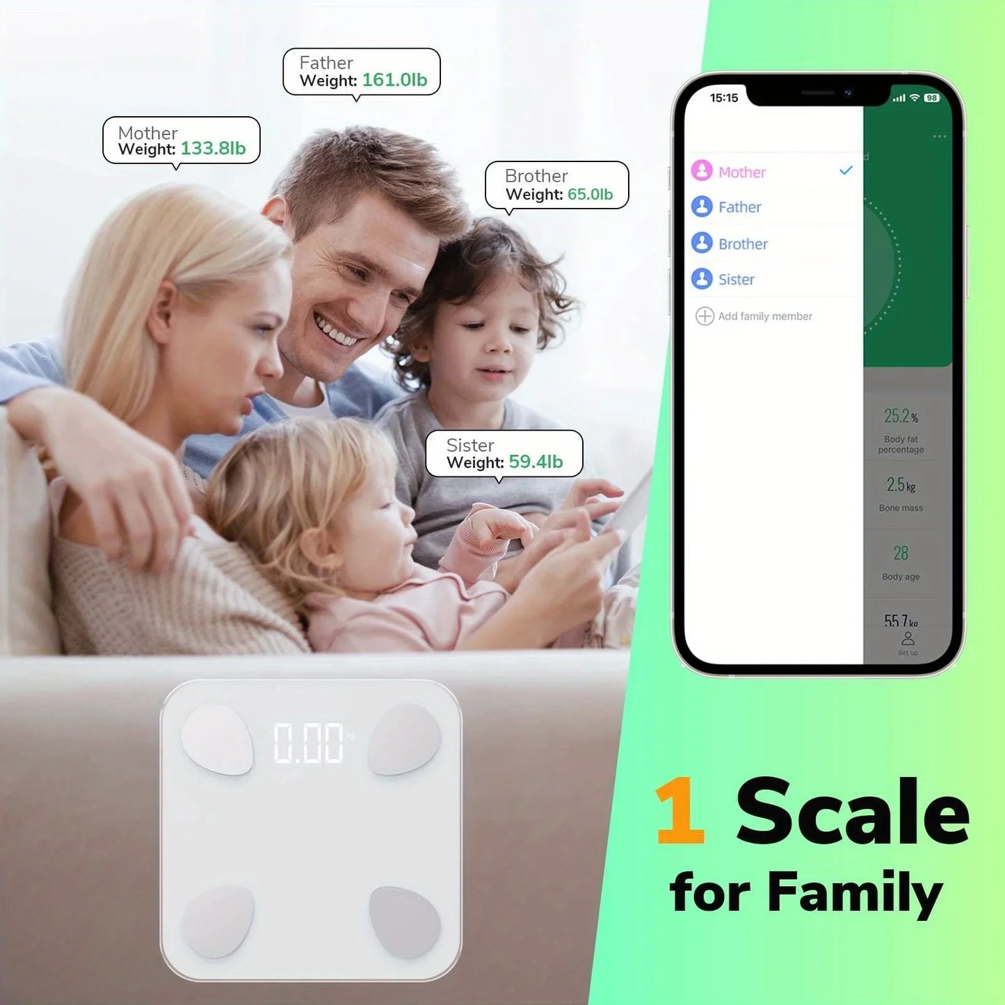 Smart Scale Weight Analyser with App 400 Pounds Battery Powered Daily Weight Tracking Essential Tool for Home Use