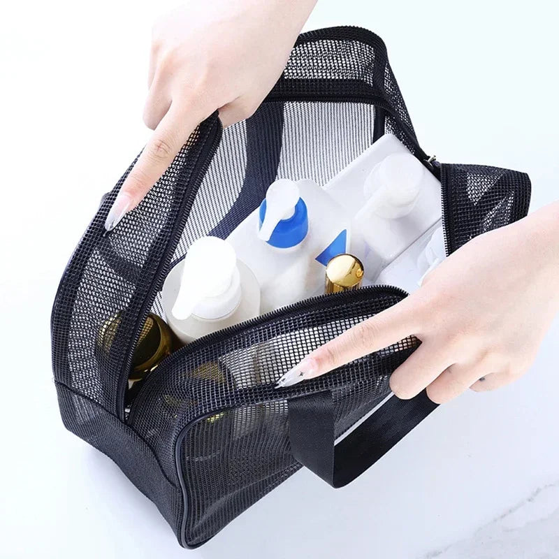 Mesh Wash Beach Bag For Travel Cosmetic Pouch Bath Organizer