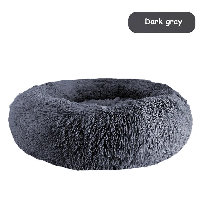 Donut Dog Bed Warm Soft Long Plush Pet Bed for Small Large Dogs and Cats Calming Washable Winter Kennel Sofa Cushion Mat