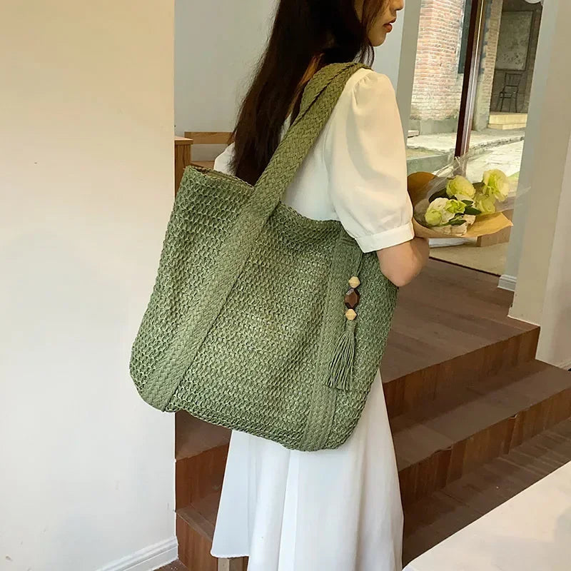 SMHXIANGQIANJINCN Straw Woven Handbag for Women Shoulder Tote