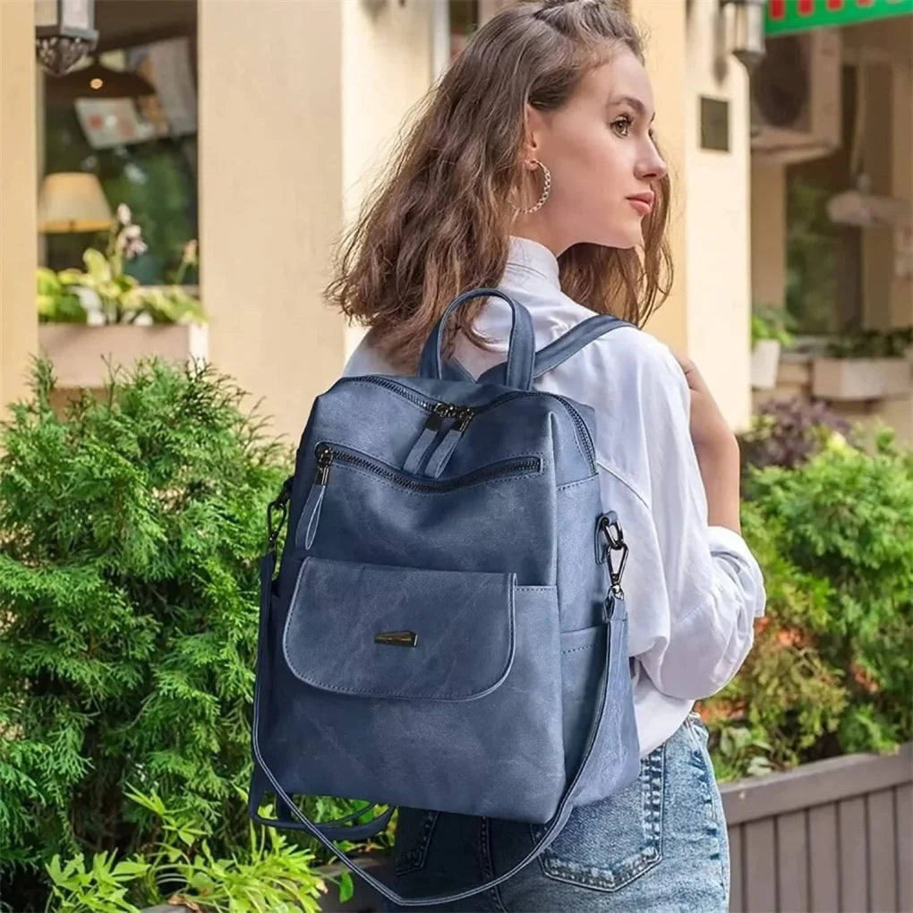 2025 New Waterproof PU Leather Backpack Purse for Women Casual Shoulder Handbags