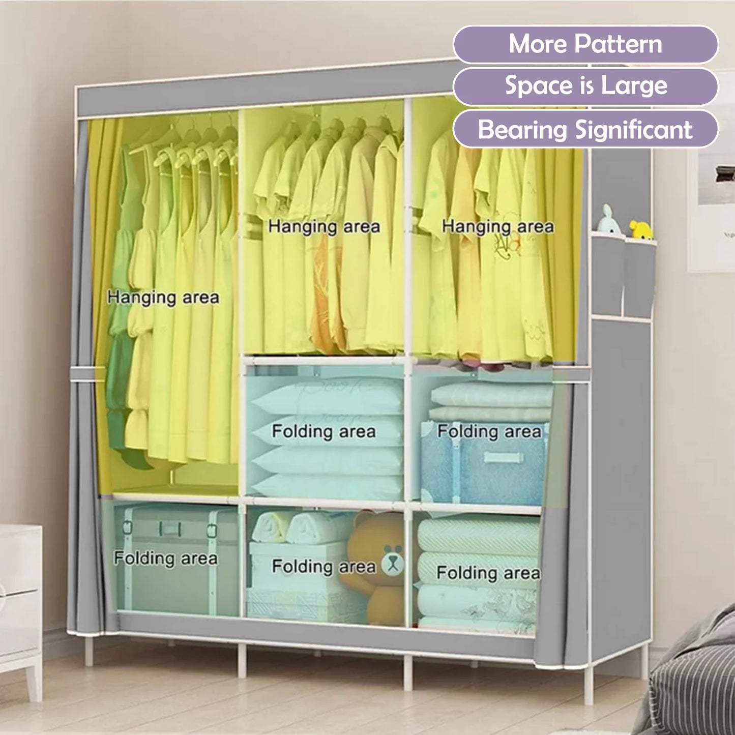 Portable Closet Storage Organizer Wardrobe Large Capacity