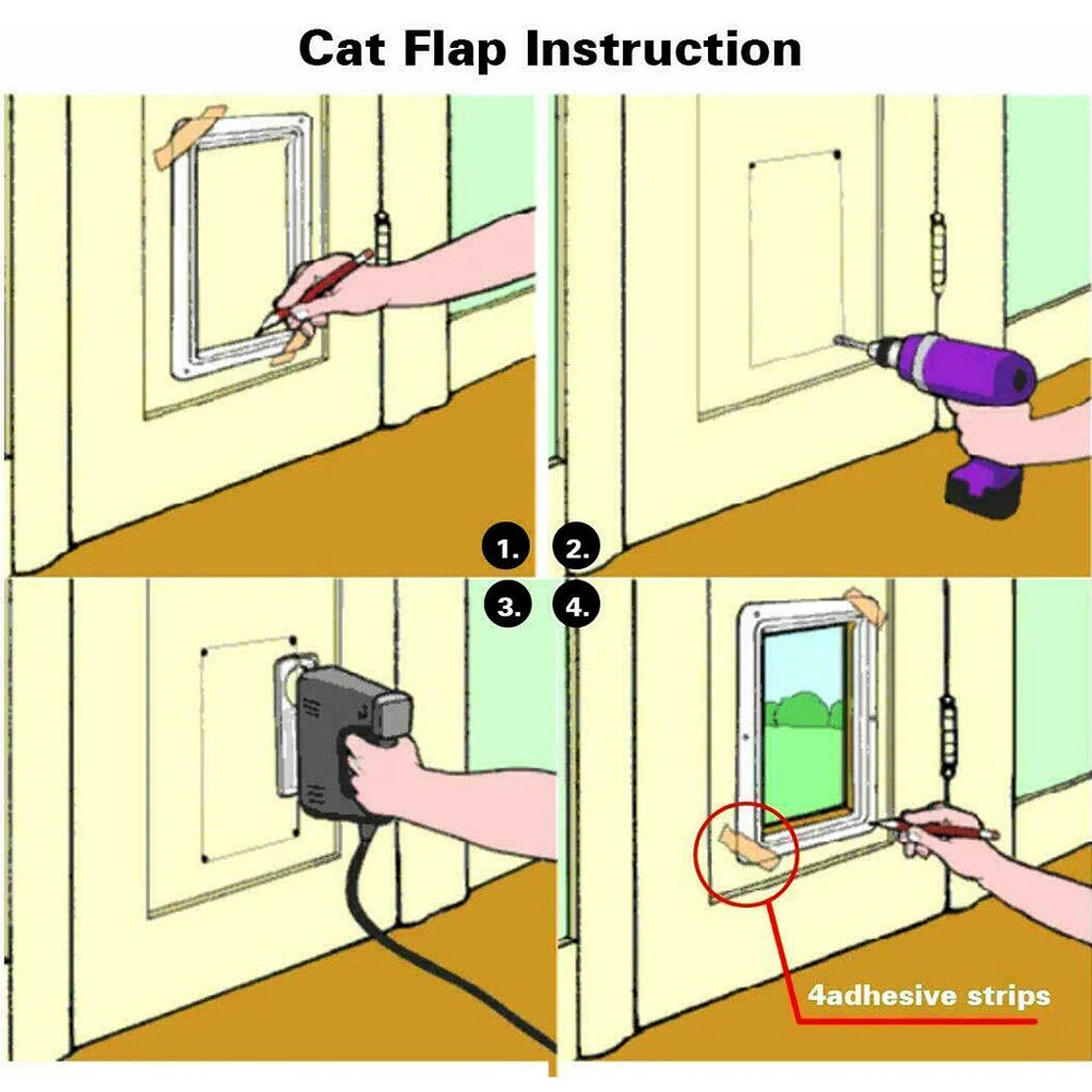 Cat Dogs Flap Doors UltraDurableABSPlastic SecurityLocking InOut Puppy Kitten Gate