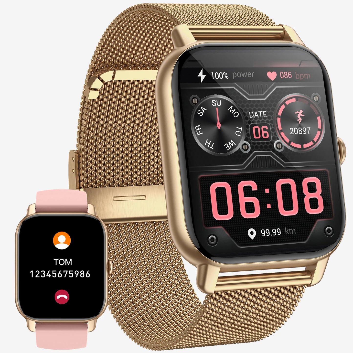 LaNikar P66D Smartwatch For Women Health Monitoring IP68 Waterproof Bluetooth Calling Fitness Tracker