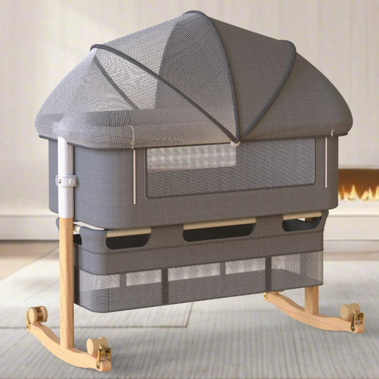 Portable Nursery Crib with Mosquito Net and Storage Bag