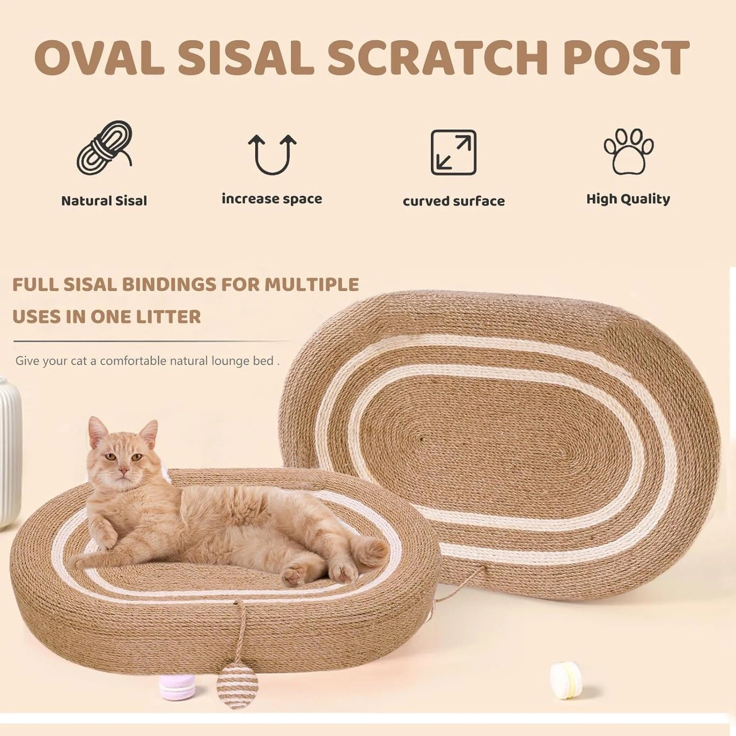 Guangdong Cat Scratching Bed 3 in 1 Oval Sisal Sofa