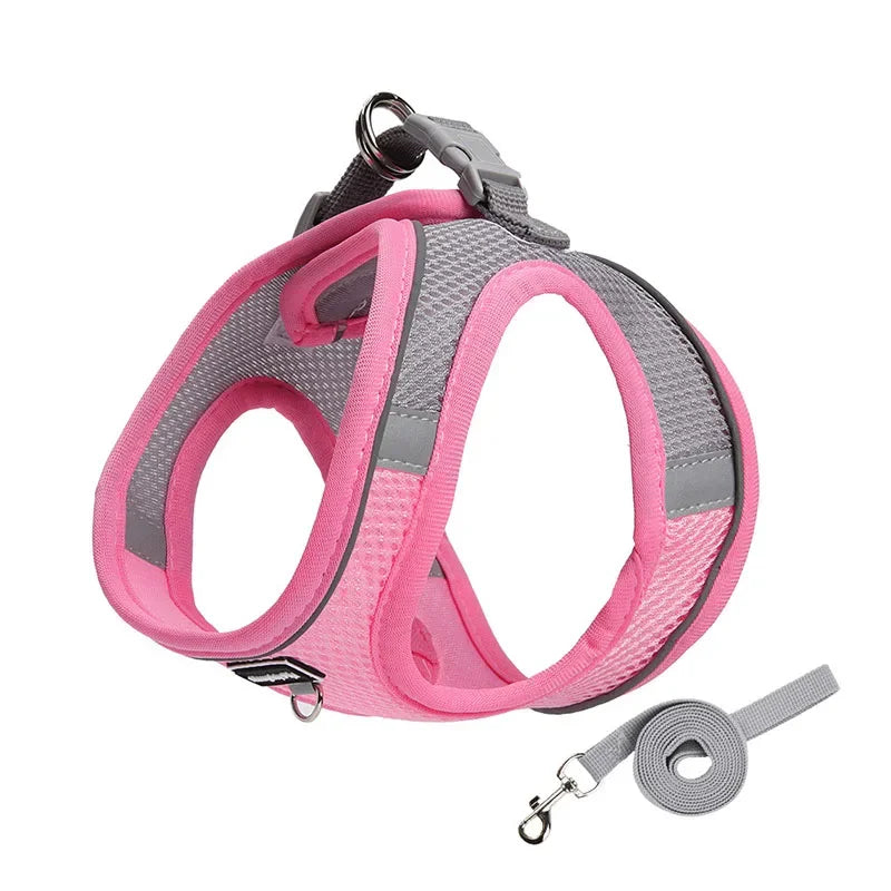 Dog Harness for Small Dogs Adjustable Puppy and Cat Vest for French Bulldog Chihuahua and Pug with Outdoor Walking Collar and Leash Set