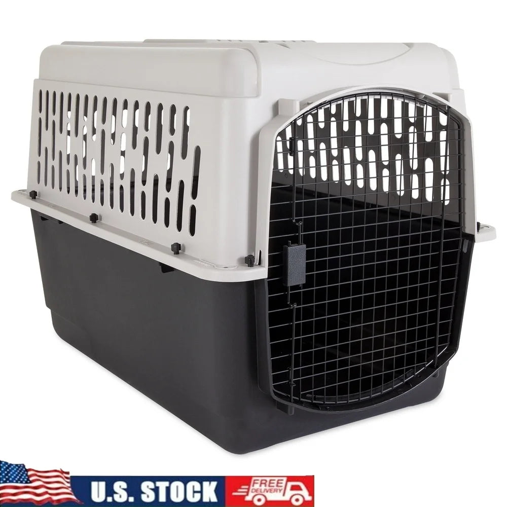 Large 40 Inch Dog Crate Plastic Carrier Heavy Duty Portable Pet Kennel Airline Approved Safe Secure Travel Crate for Large Dogs