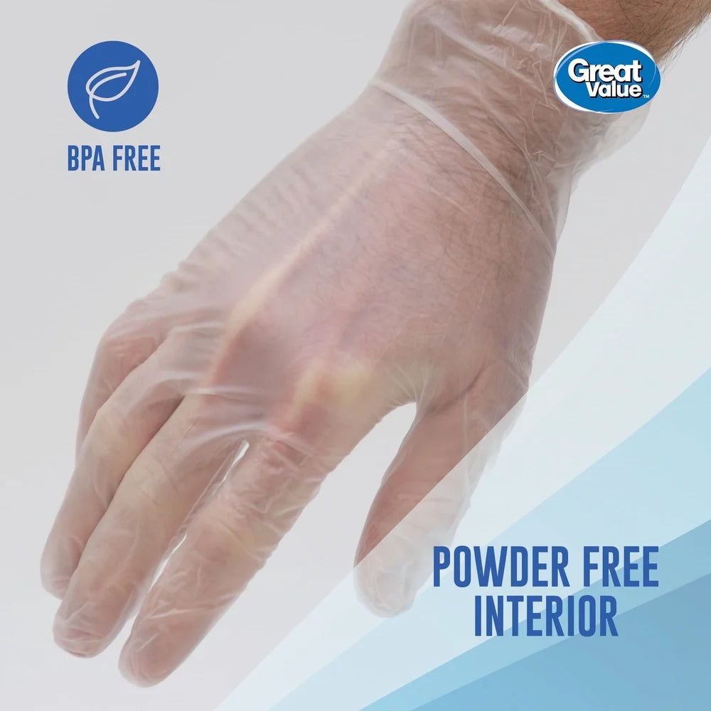 Disposable Vinyl Gloves 100 Count Powder Free Transparent Food Safe Non Latex Hand Protection Sanitation Beauty and Food Processing
